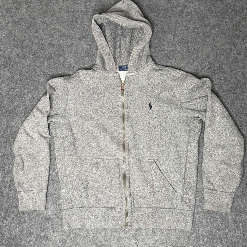 Polo Ralph Lauren Mens Grey Heather Full Zip Hoodie Size Medium Pony Logo